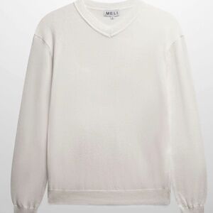 Meli V-Neck Summer White Sweater Size Small